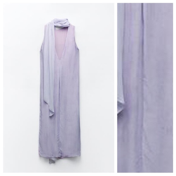 Zara Lilac Viscose Flowing Printed Midi Dress 8077/041/290/014 - Picture 10 of 10